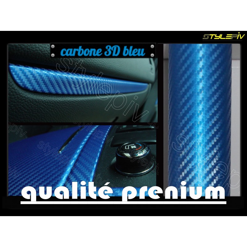 Nouveau 3D Bleu Marine Bleu Fibre De Carbone Vinyle Wrap Feuille Film Autocollant 30 cm x 1.52 m