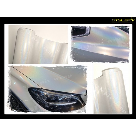 Film covering blanc brillant holographique